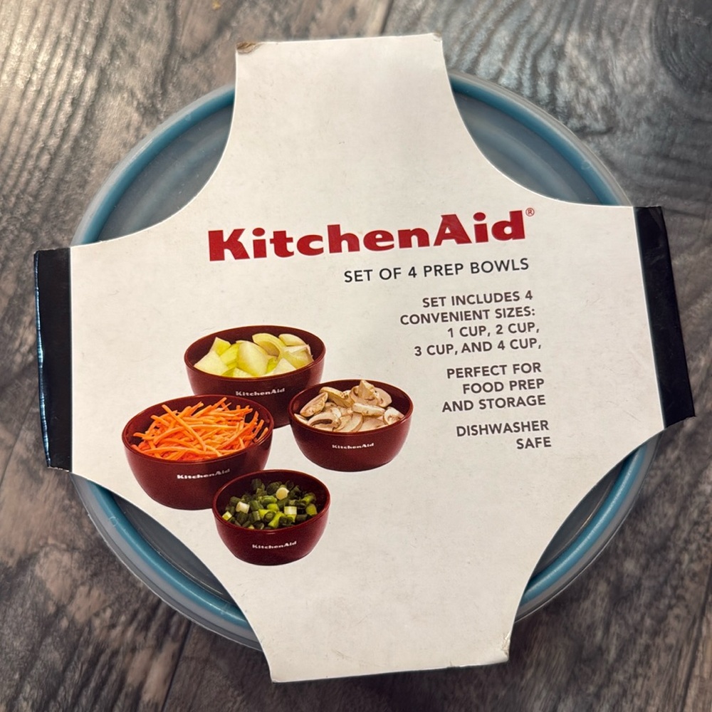 Kitchenaid deep teal blue set of 4 prep bowls with lids new